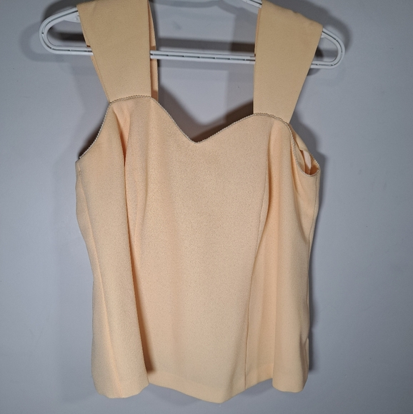 Pale Yellow Top Featuring Pearl Neckline Large - Picture 1 of 4